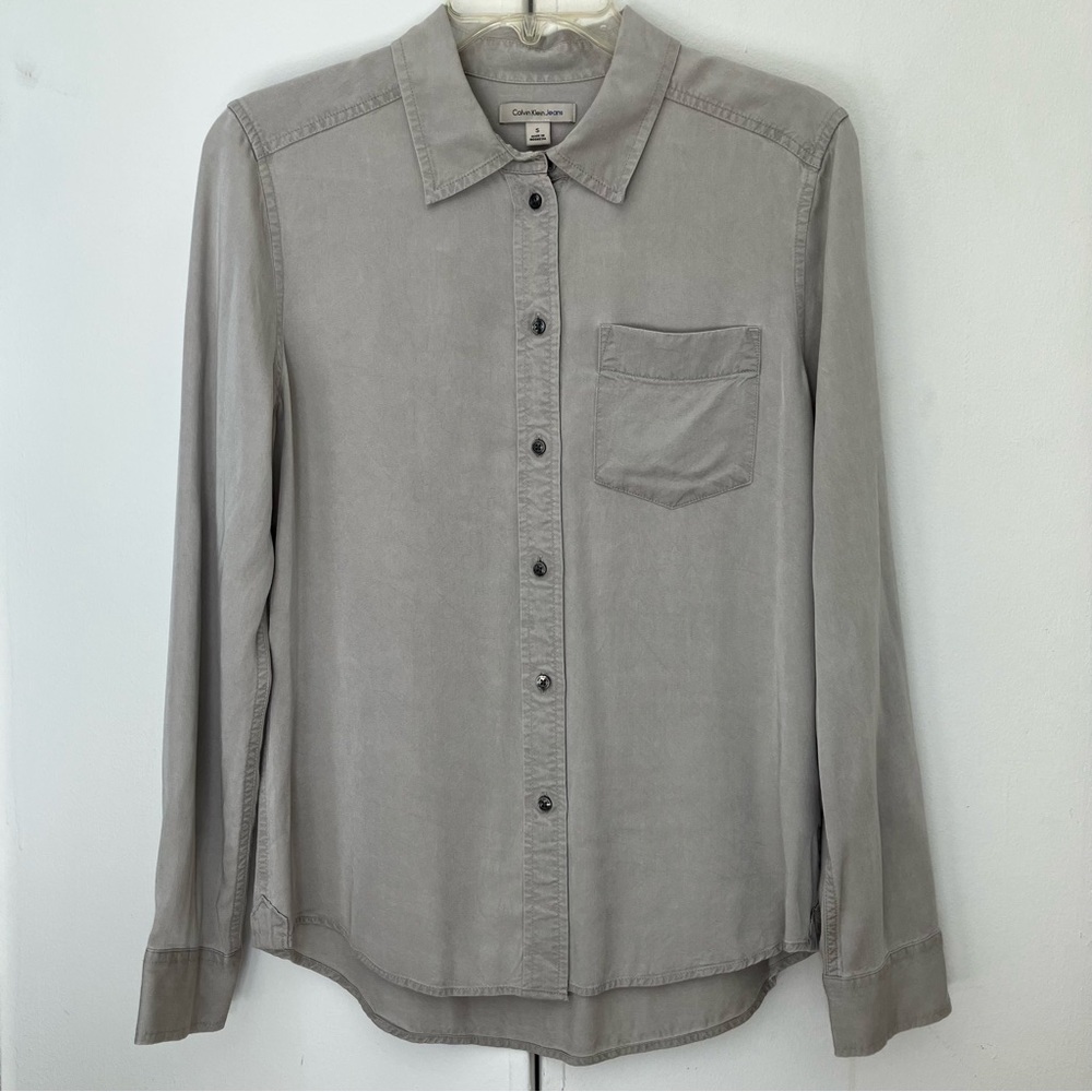 Calvin Klein Jeans Gray Long Sleeve Button-up Shirt
